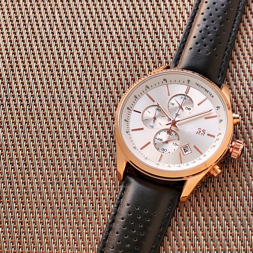 Leather Strap Chronograph Wrist Watch Premium Quality